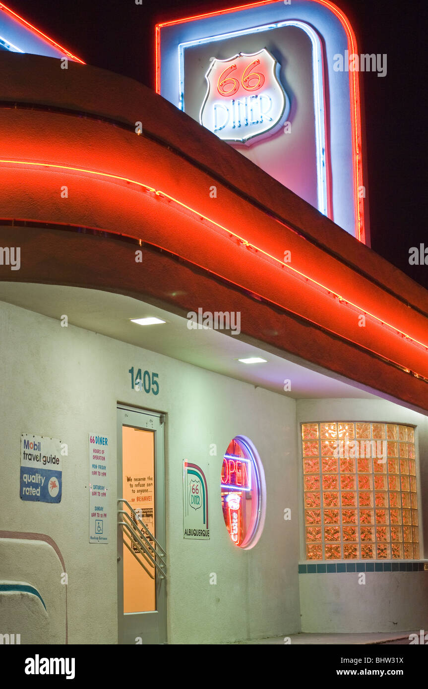 The 66 Diner along historic Route 66 Albuquerque, New Mexico. Stock Photo