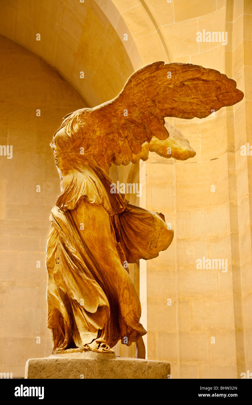 Statue of Winged Victory "Victoire de Samothrace" in the Musee du Louvre, Paris France Stock Photo