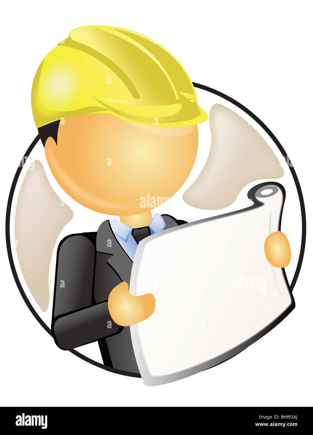 engineer analyzing construction plan of site Stock Photo