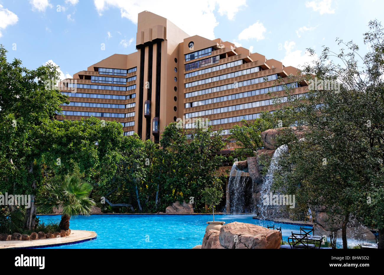 Cascades Hotel and swimming pool Suncity, Northwest Province South Africa Stock Photo