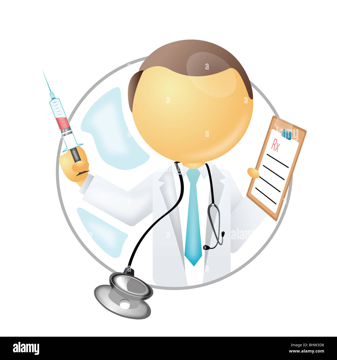 doctor with note pad and injection Stock Photo