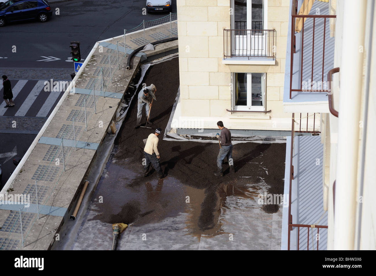 Green roof creation in Paris 6, France Stock Photo Alamy