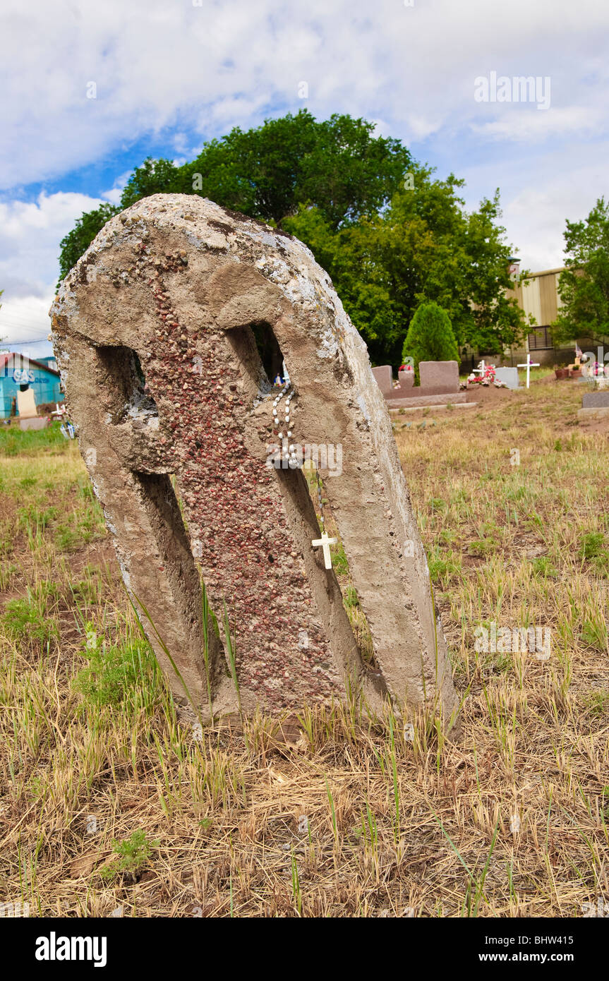 Tombstone Historic San Antonito Church & Cemetery, New Mexico. Stock Photo