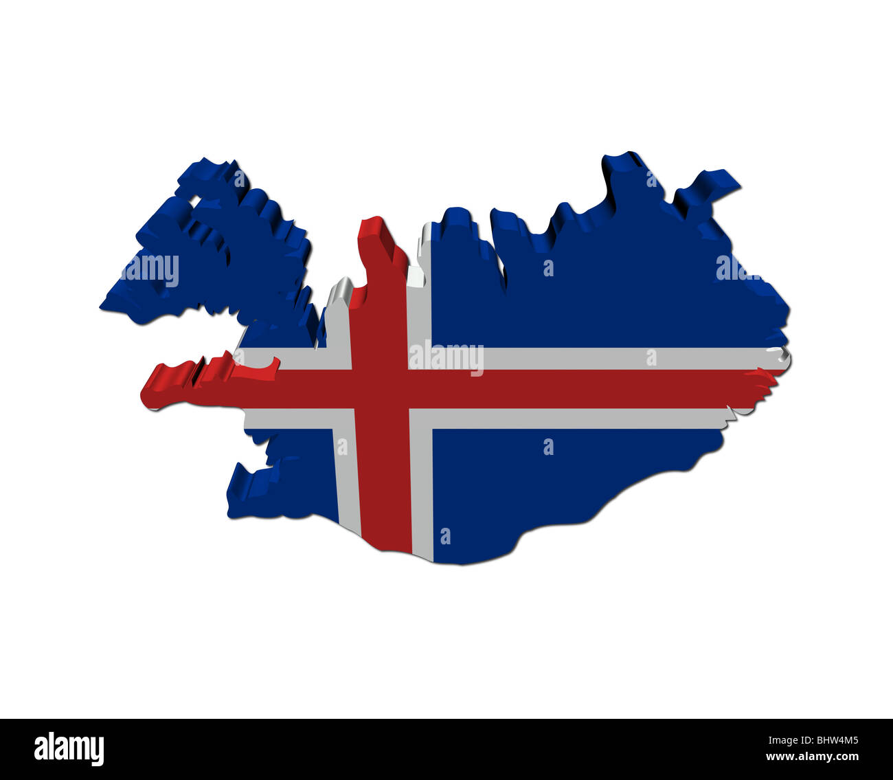Iceland map flag 3d render on white illustration Stock Photo - Alamy