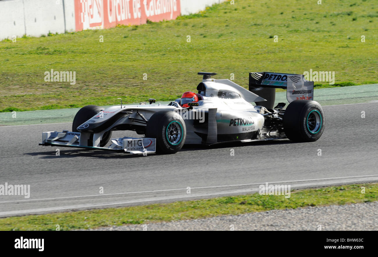 Michael Schumacher driving for the Mercedes GP Petronas team during testing at the Circuit de