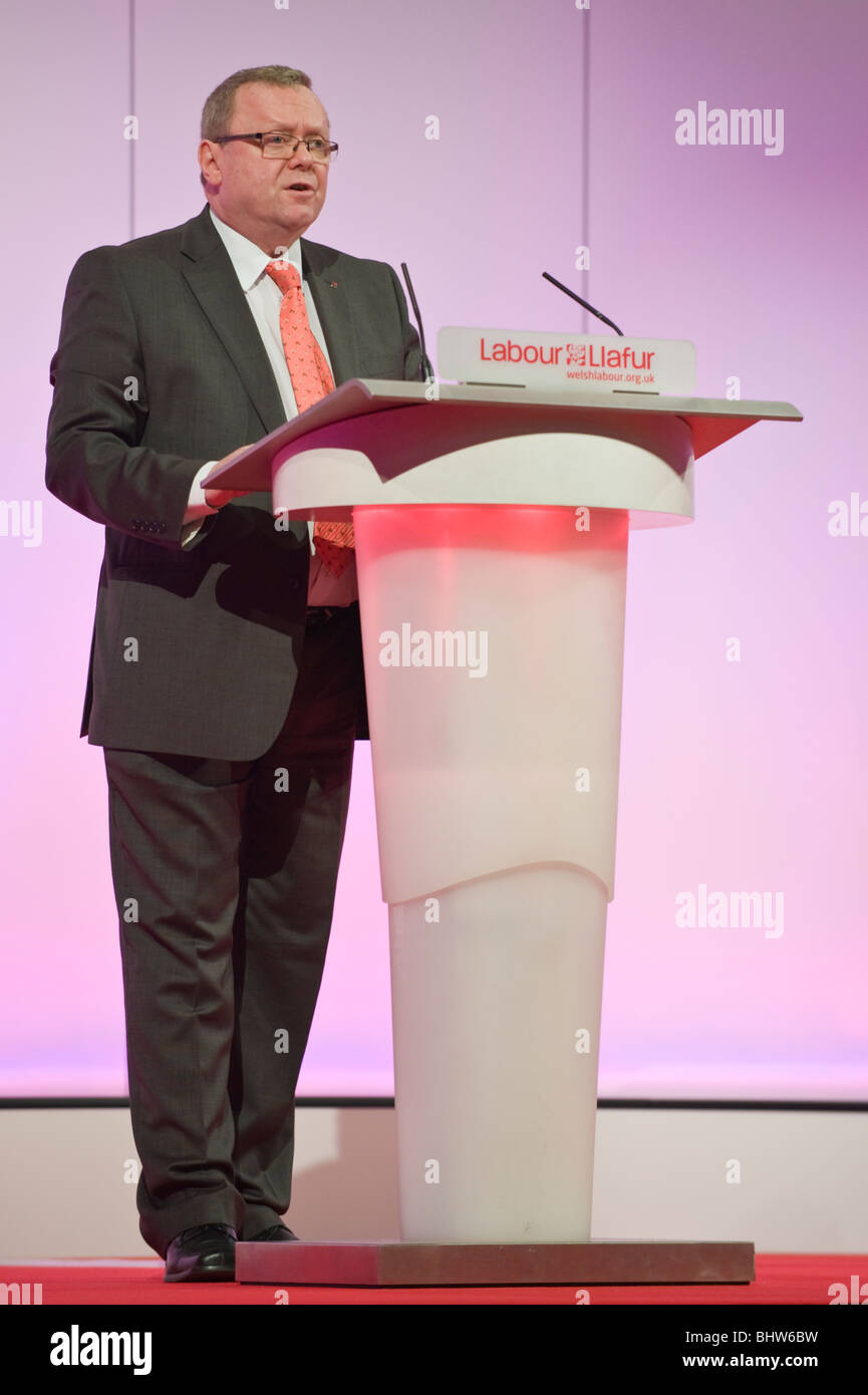 Ray Collins General Secretary of the Labour Party pictured while addressing the Welsh Labour Party Conference 2010 in Swansea Stock Photo