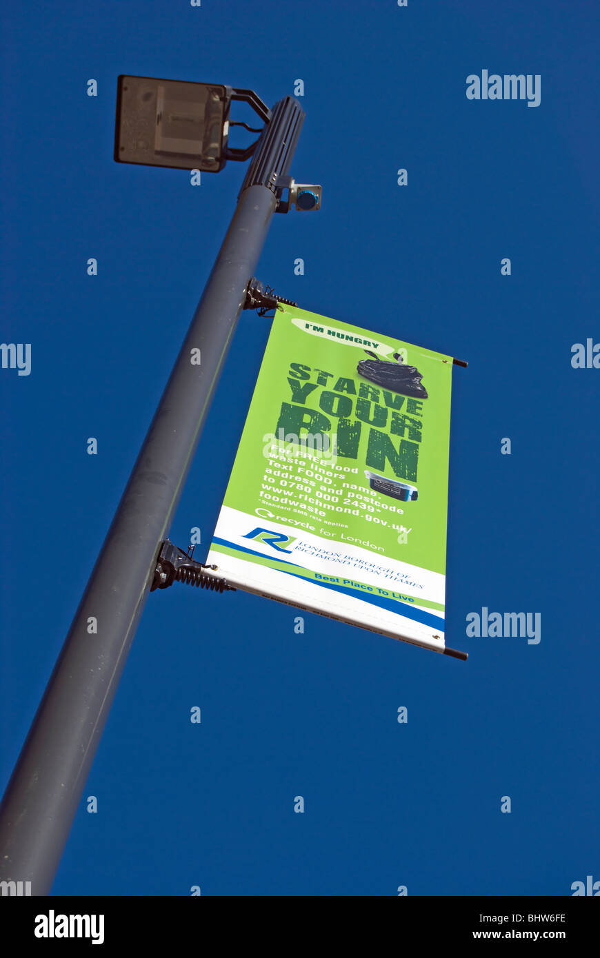 starve your bin sign in richmond upon thames, surrey, england, intended to encourage local residents to recycle their waste Stock Photo