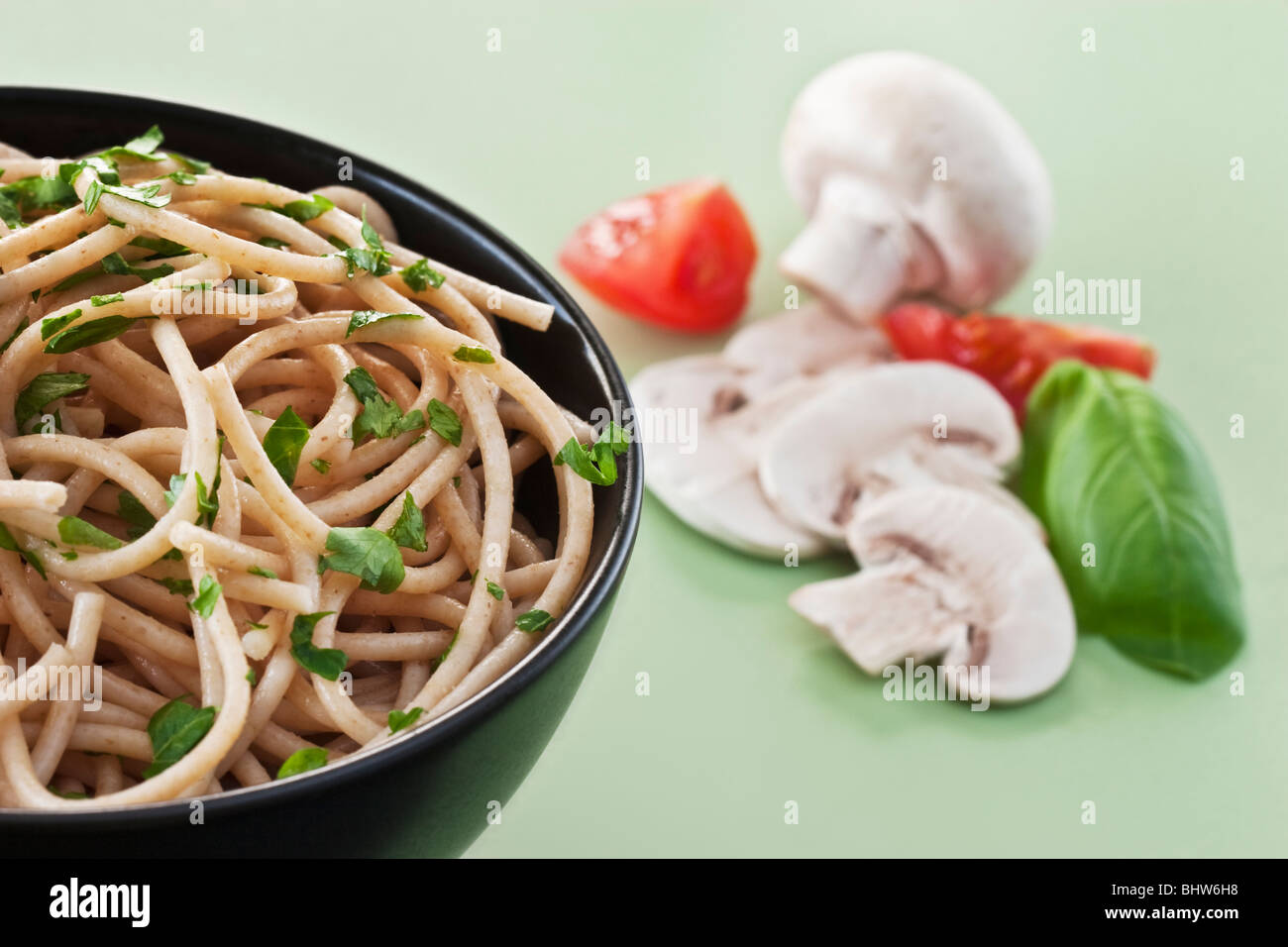 Wholewheat Spaghetti Stock Photo