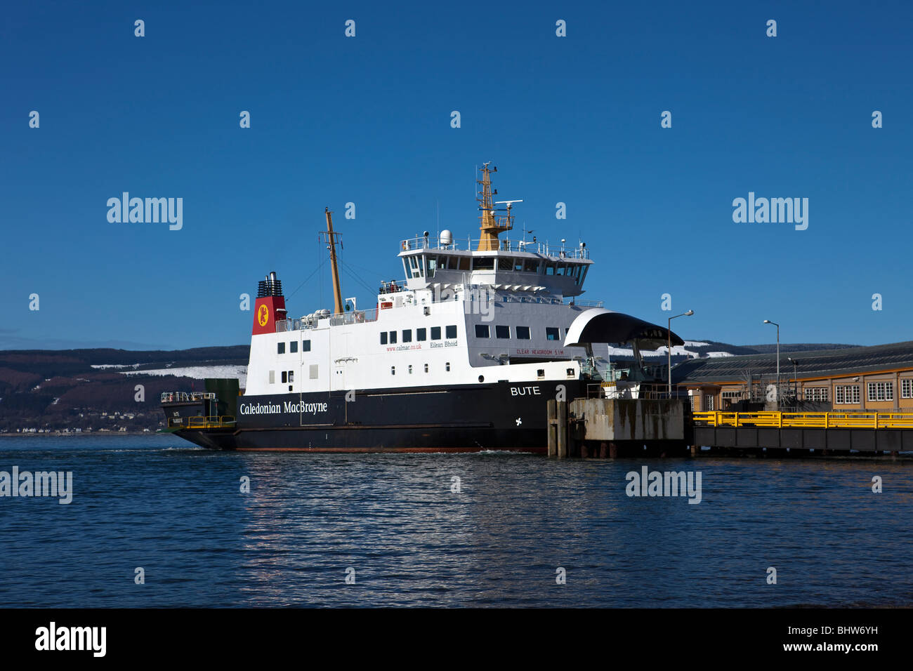 Caledonian Macbrayne ferry Bute at the pier in Wemyss Bay Stock Photo