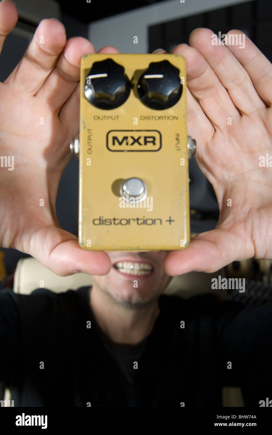 Distortion guitar pedal Stock Photo Alamy