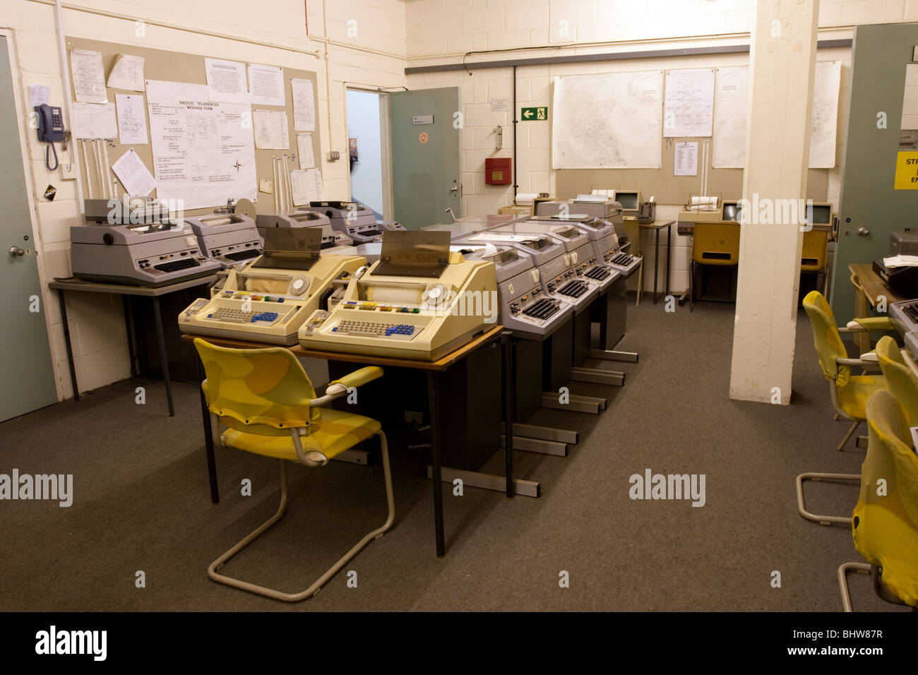 Command centre Kelvedon Hatch nuclear bunker, now open to public. Stock Photo