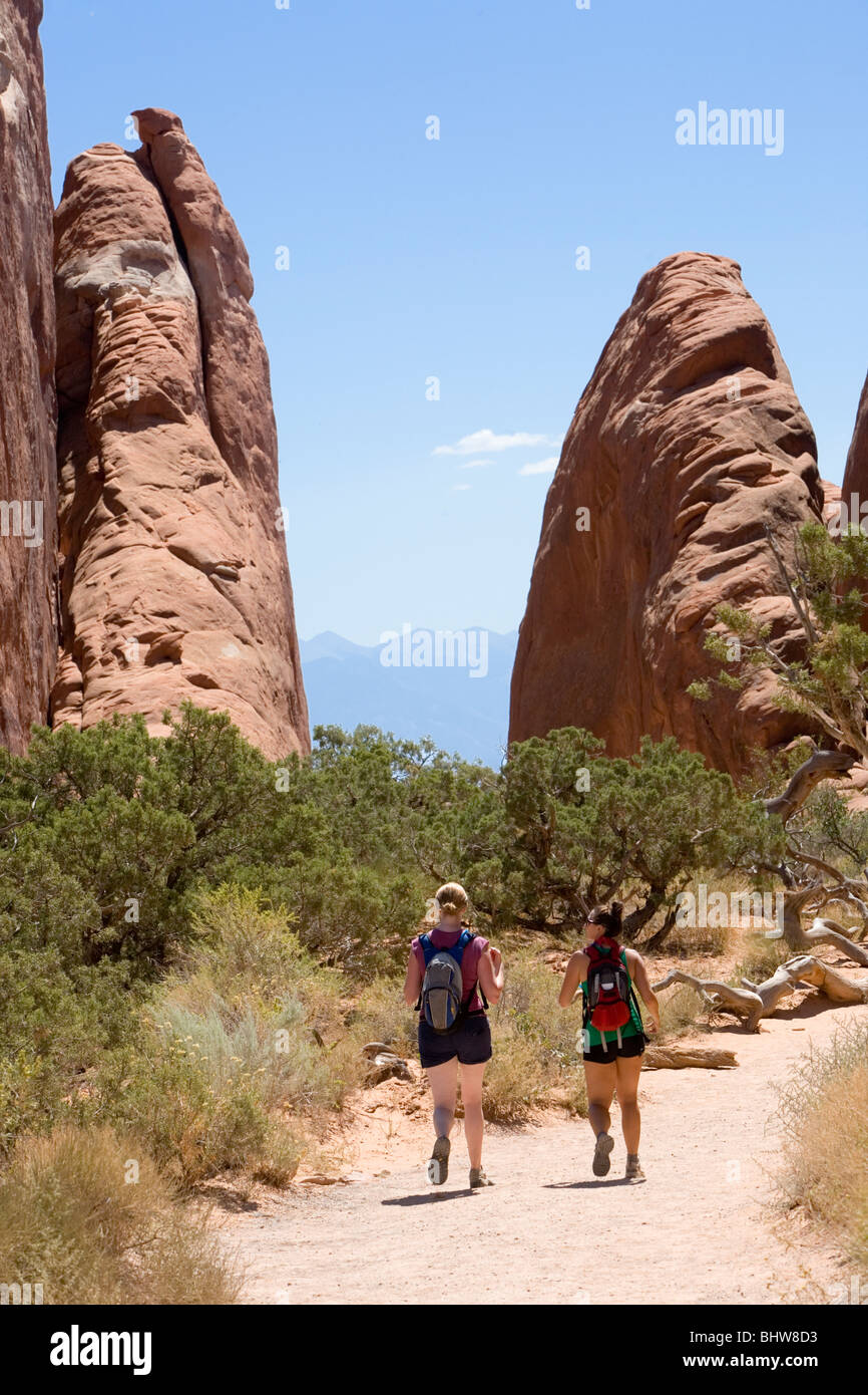 Female hiking arches park hi-res stock photography and images - Alamy