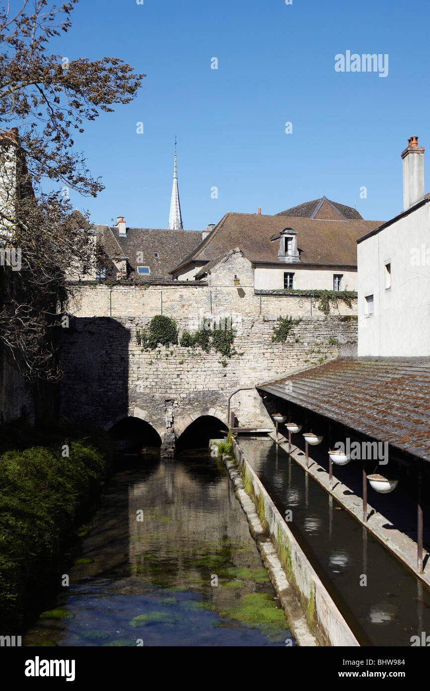 River flowing through Beaune, France Stock Photo