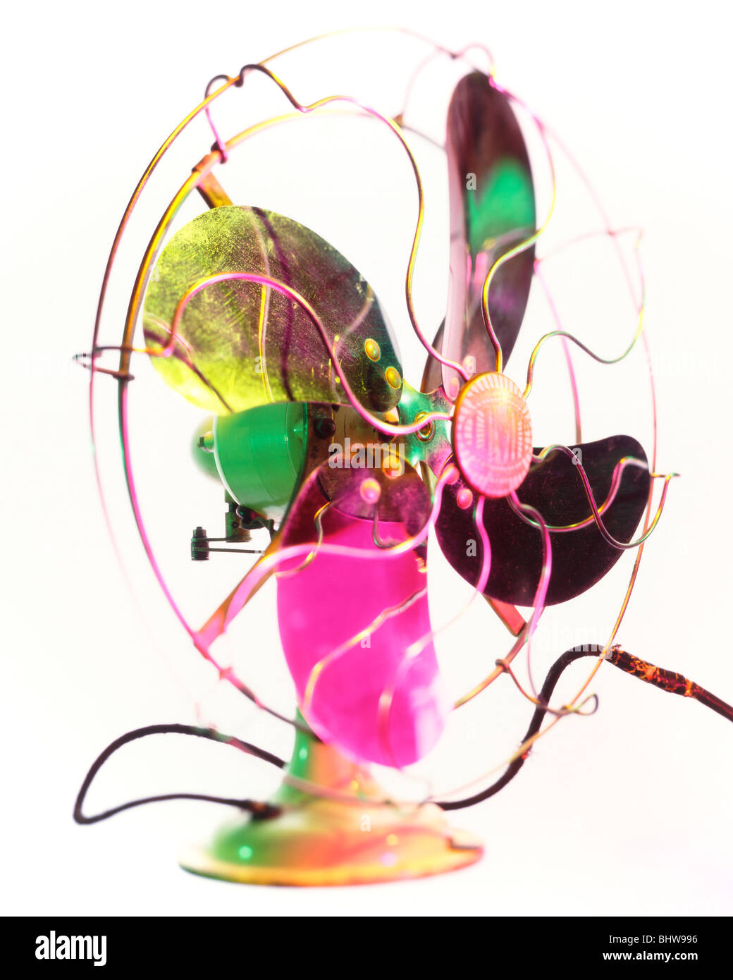 Spinning Electric fan on white background Stock Photo Alamy