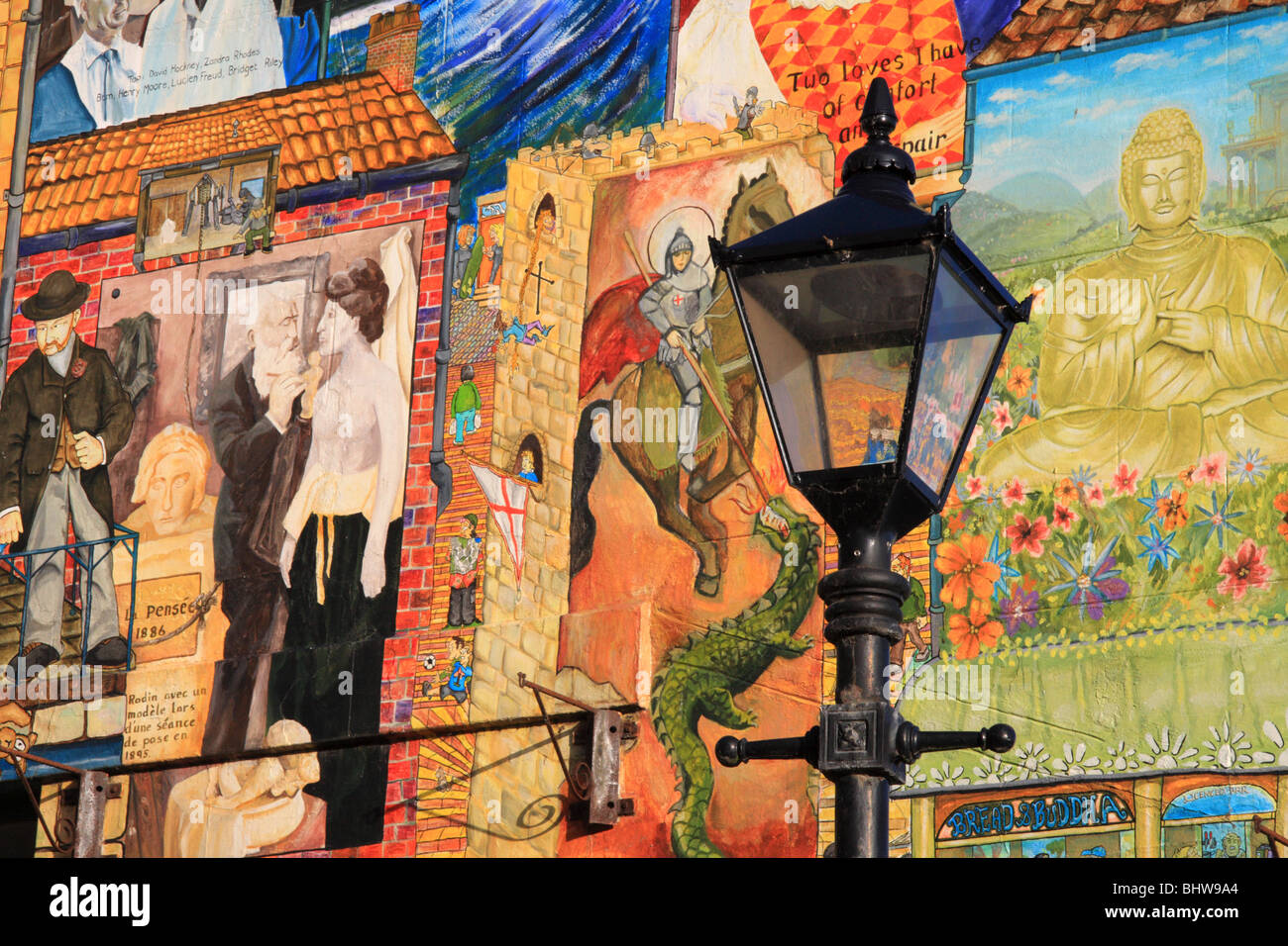 Street art on Bland's Cliff in Scarborough, North Yorkshire, England