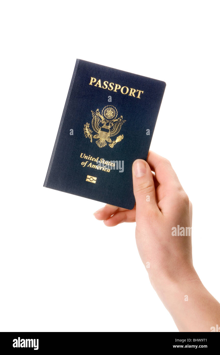 hand holding passport Stock Photo