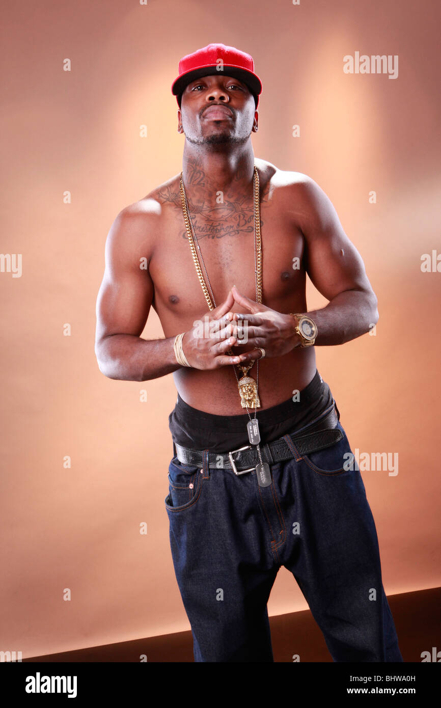 Rapper attitude of a young African American Stock Photo
