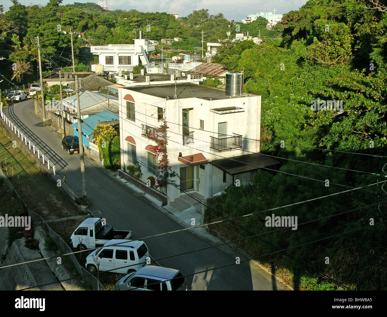 Residential neighborhood in Okinawa, Japan Stock Photo