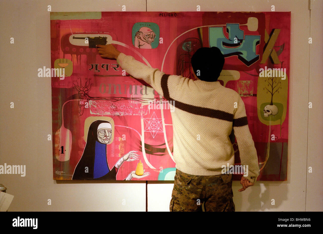 American underground graffiti artist Doze Green paints in his Brooklyn