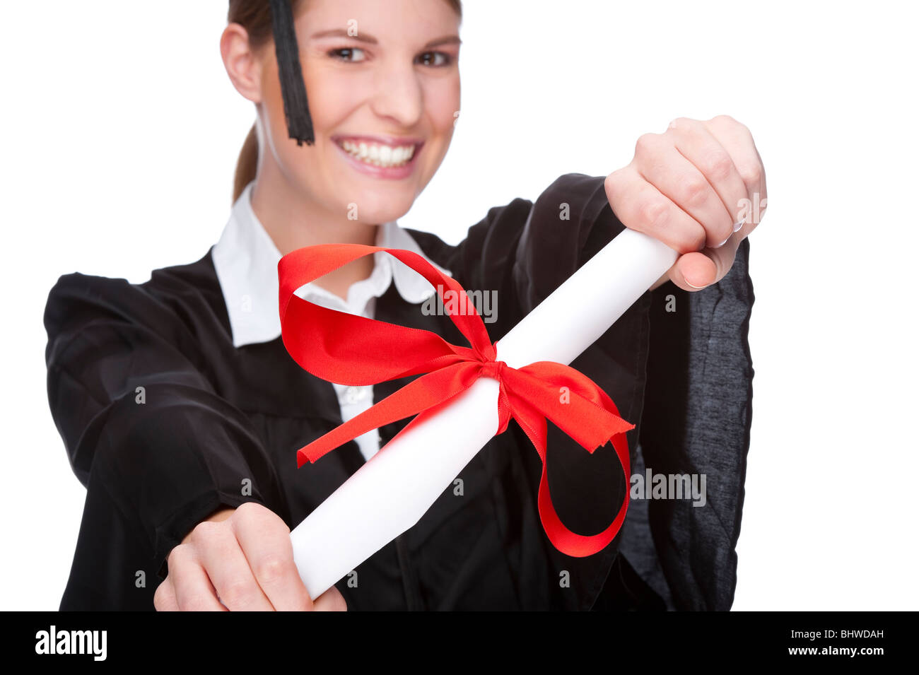 Diploma ribbon graduation hat Cut Out Stock Images & Pictures - Alamy