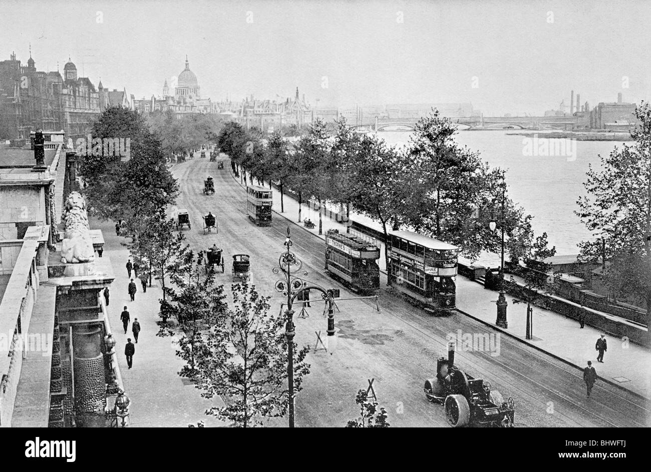 The Embankment from Waterloo Bridge, Westminster, London. Artist: Unknown Stock Photo
