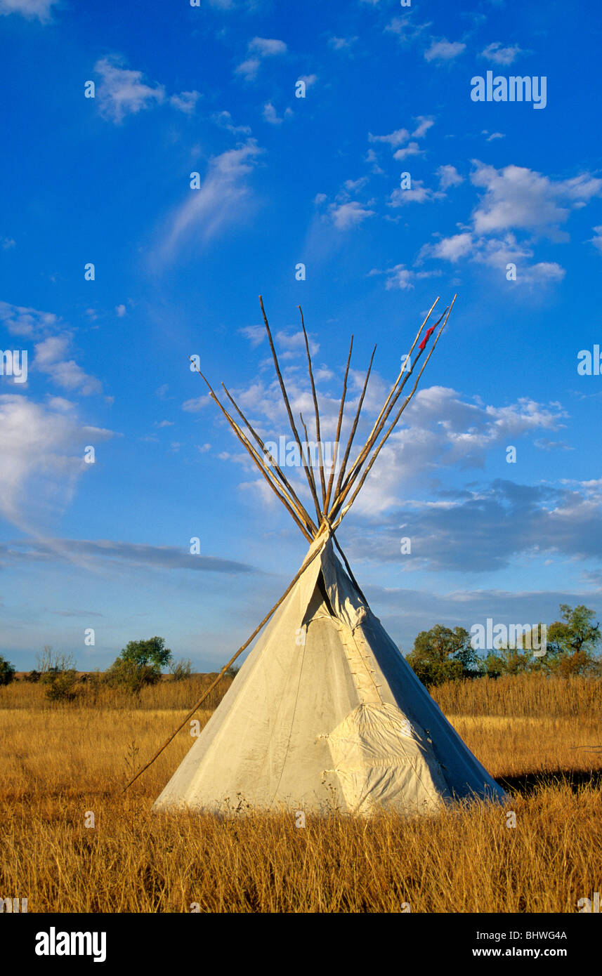 Tepee at Washita Battlefield National Historic Site, near Cheyenne, Oklahoma, USA Stock Photo