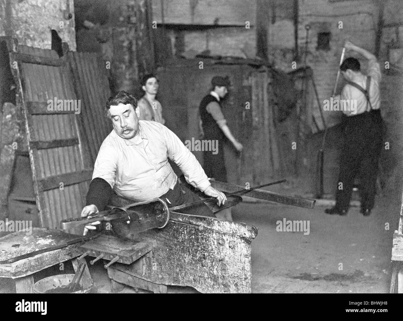 Worker at Whitefriars Glassworks, City of London, (early 20th century?). Artist: Unknown Stock Photo