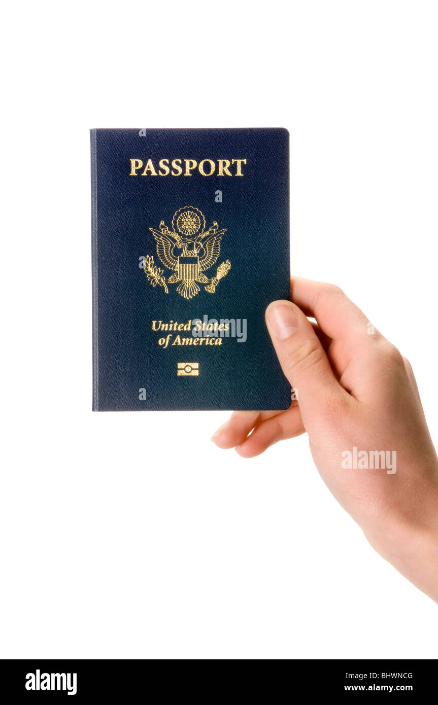 hand holding passport Stock Photo