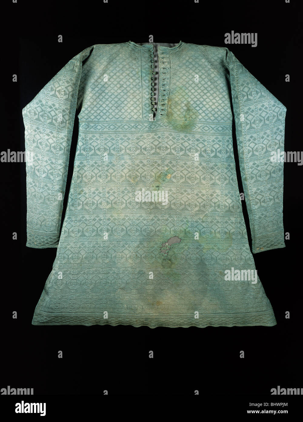 King Charles I's blue silk vest worn at his execution in 1649. Artist: Unknown Stock Photo