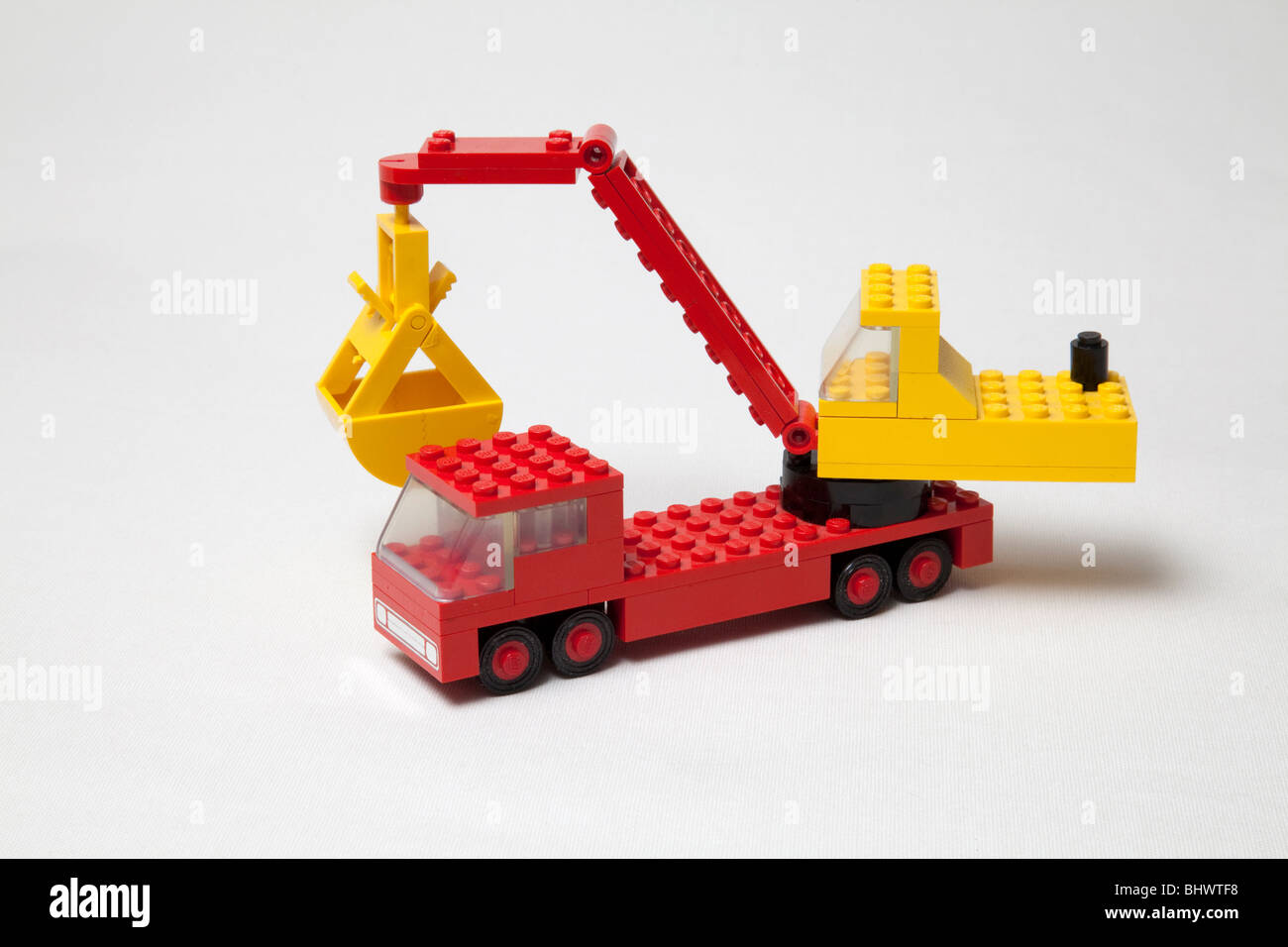 Old lego toy set loader bucket Stock Photo