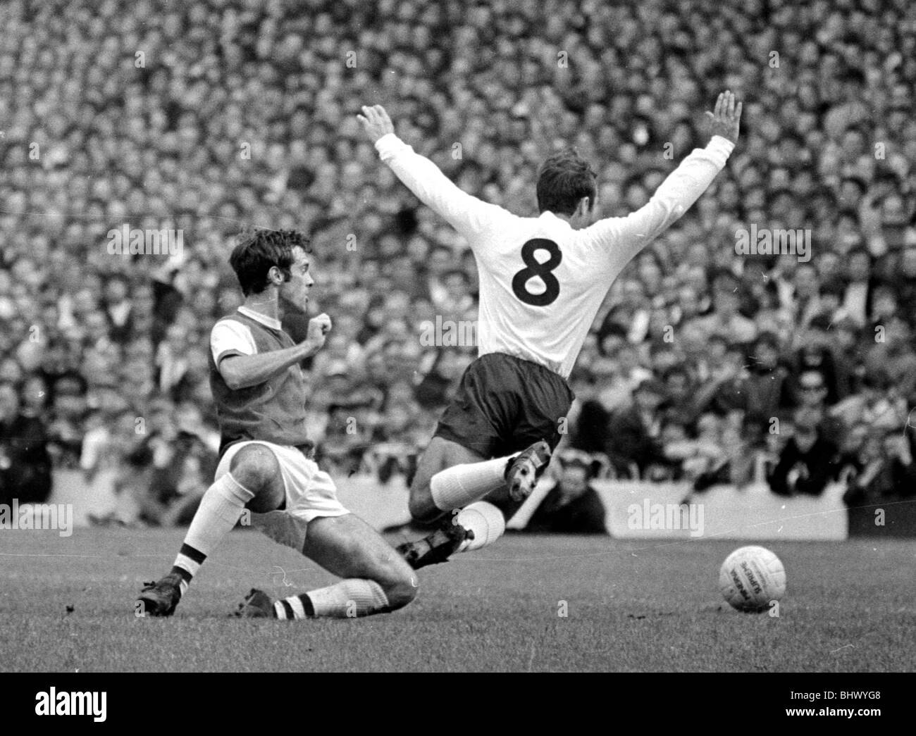 English league division One match August 1968 Tottenham Hotspur 1 v Arsenal 2 at White Hart Lane Action during the match Stock Photo