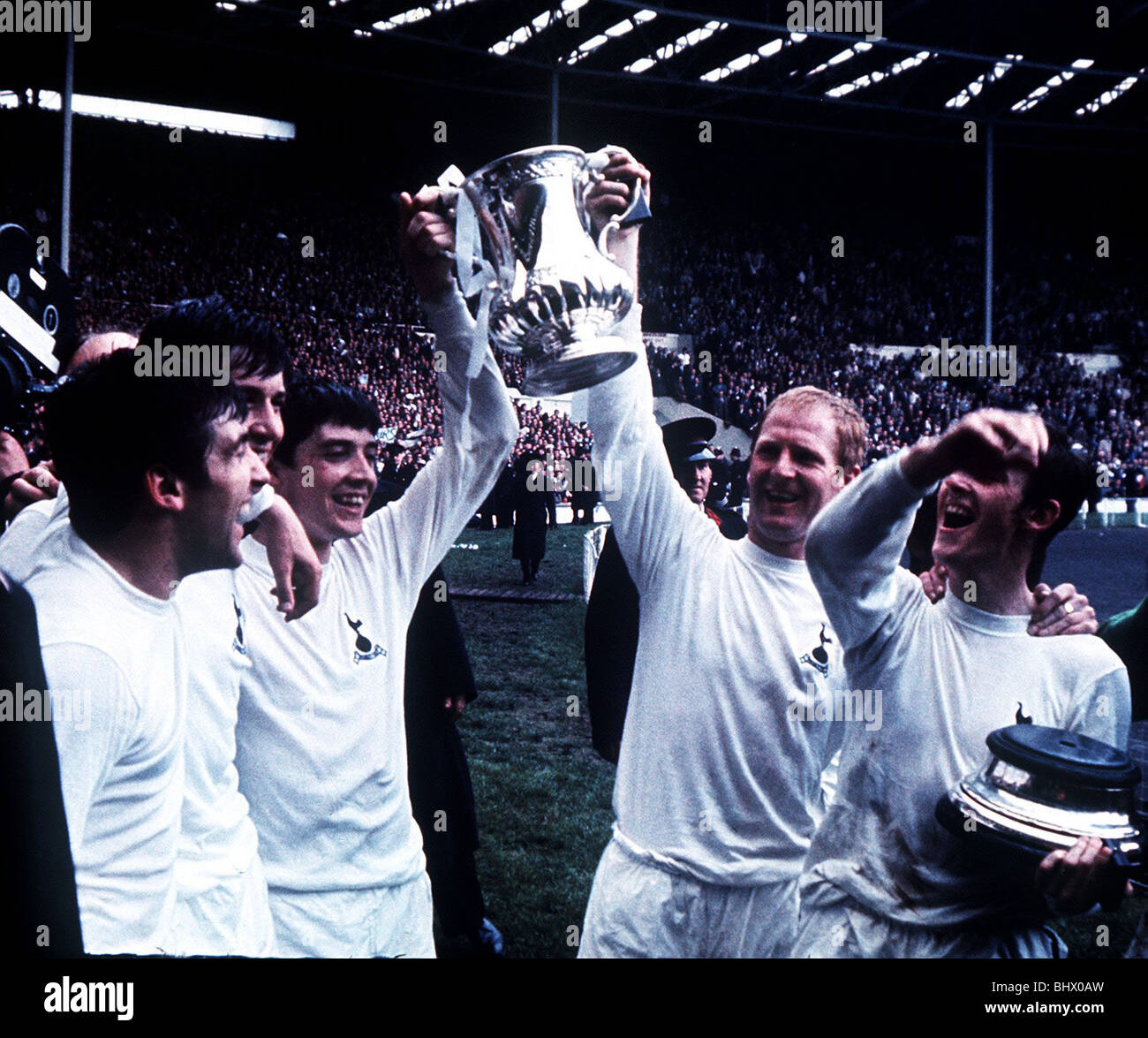 Tottenham Hotspur celebrate after winning the 1967 FA Cup Final against  Chelsea at Wembley Stock Photo - Alamy