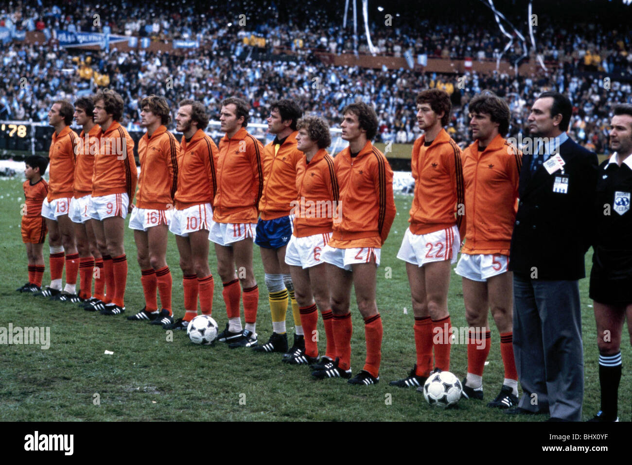 World Cup Final Holland v Argentina The Dutch team line up before the