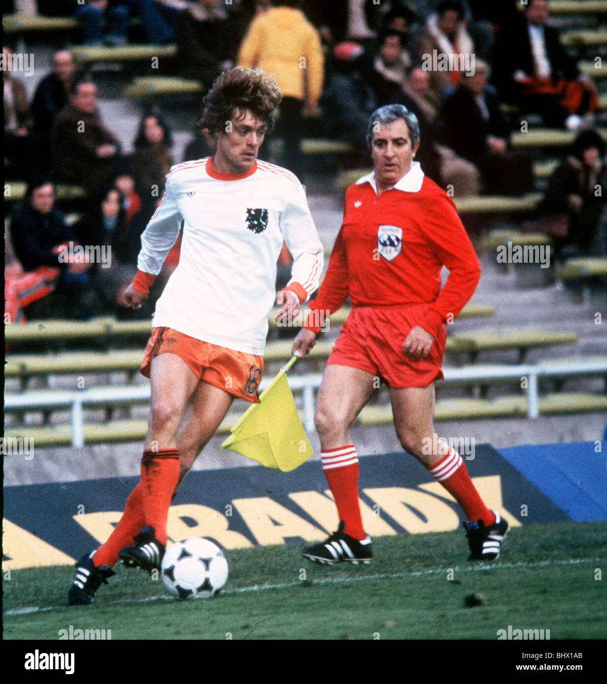 Footballer Johnny Rep of Holland during the World Cup 1978 match against Scotland Stock Photo