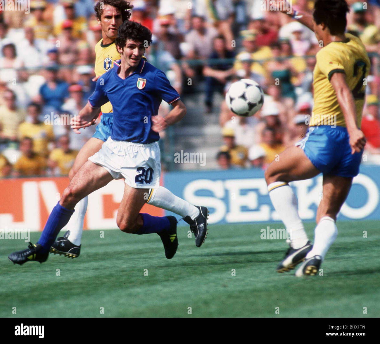 Italy 3 Brazil 2 World Cup 1982 football Rossi, Oscar, Leandro Stock Photo