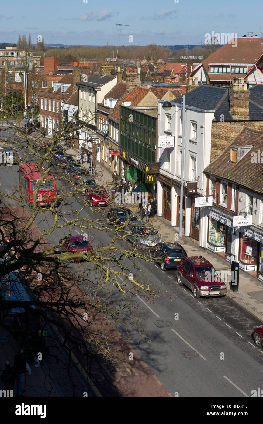 An aerial view of a West London street scene Uxbridge High Street