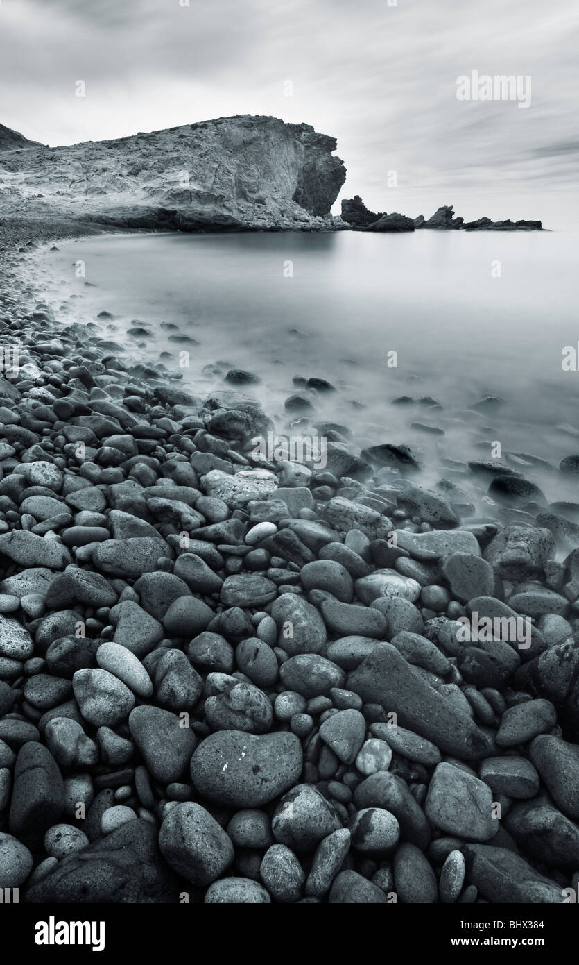Duotone of small beach in the south of Spain Stock Photo