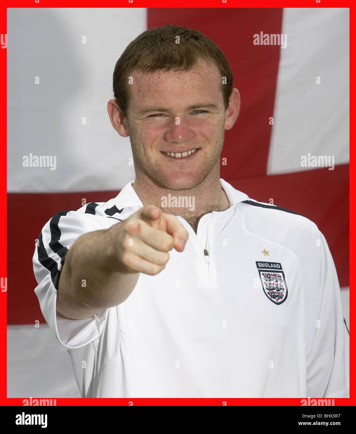 England's Wayne Rooney looks forward to the quarter final match against Portugal June 2006 Stock Photo