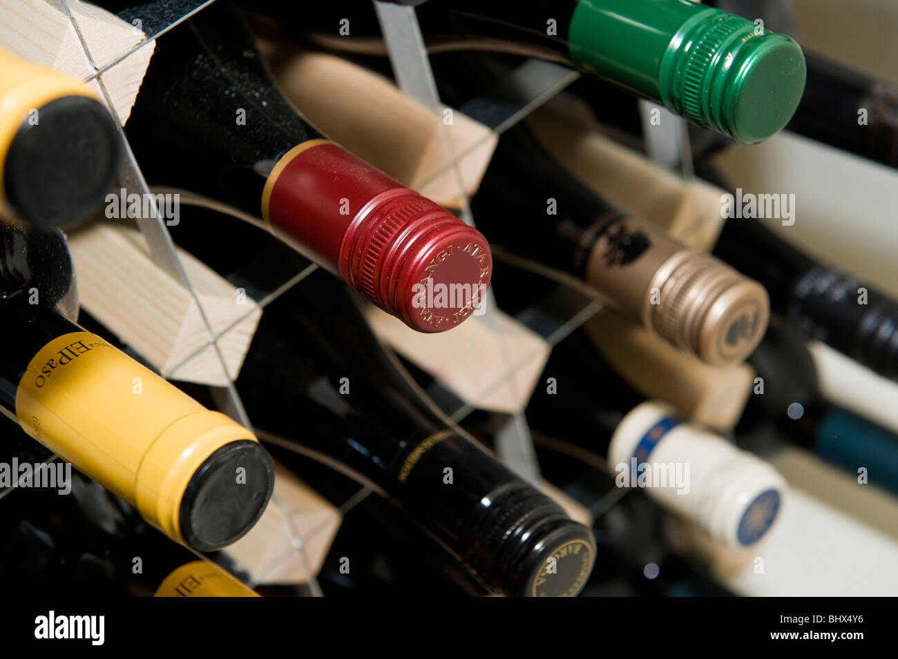 part of a wine rack within a restaurant; fine wines stored flat keeping