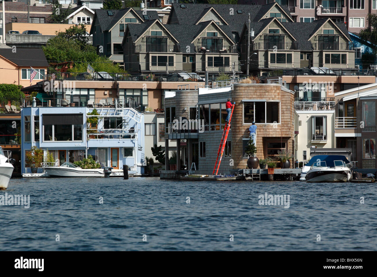Floating Homes on lake Union, Lake Union, Seattle, Washington, USA