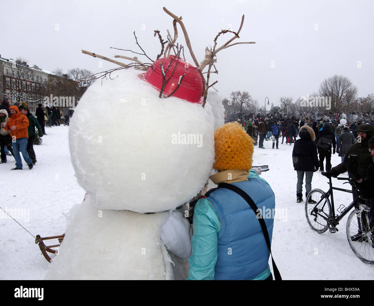 snowman in Goerlitzer Parc in Kreuzberg Berlin  Stock Photo