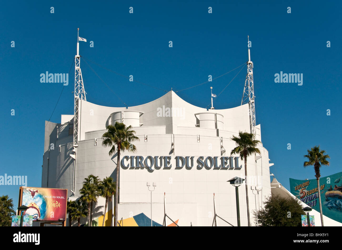 Cirque du Soleil giant white theater building exterior Disney Springs  West Orlando Florida FL Stock Photo