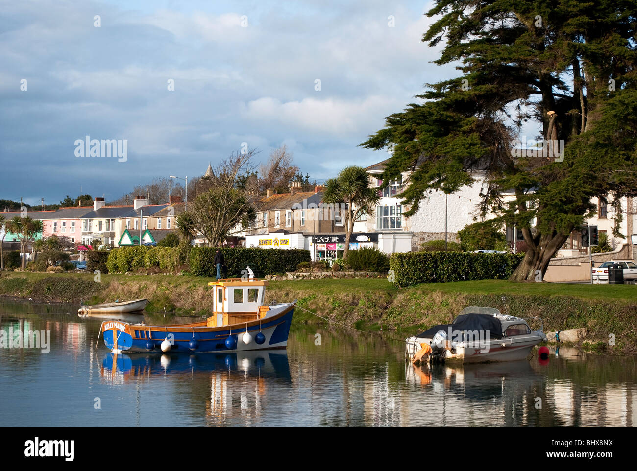 high tide at hayle harbour in cornwall, uk Stock Photo