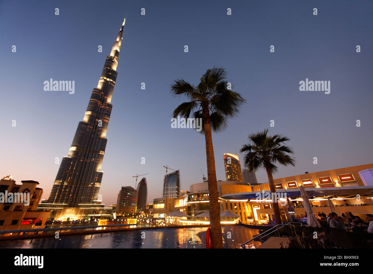 Burj Khalifa, highest Skycraper in the World, 828 meter, Burj Dubai, Dubai Mall, United Arab Emirates  Stock Photo