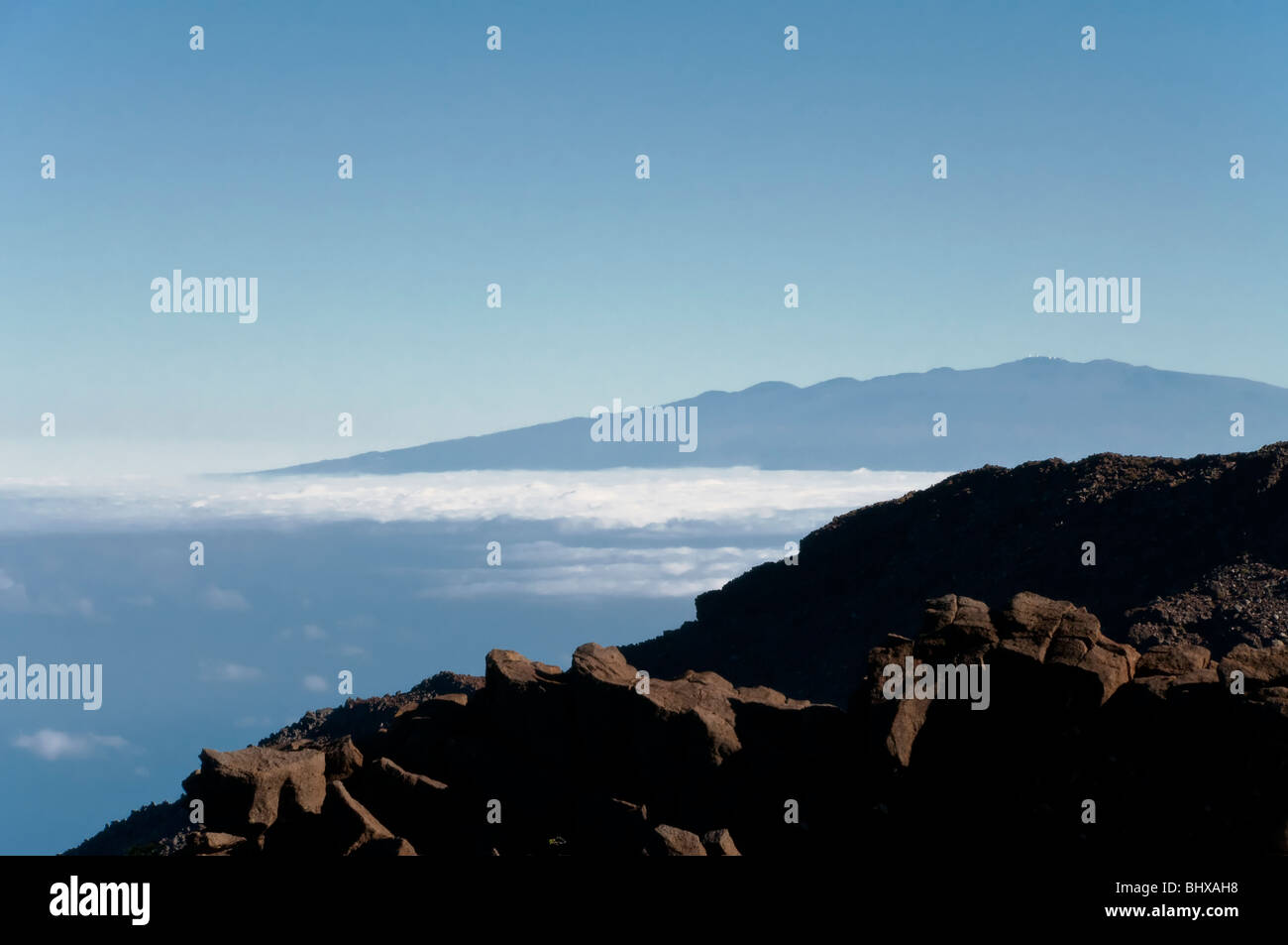 Mauna Loa volcano on the Big Island of Hawaii a hundred miles from