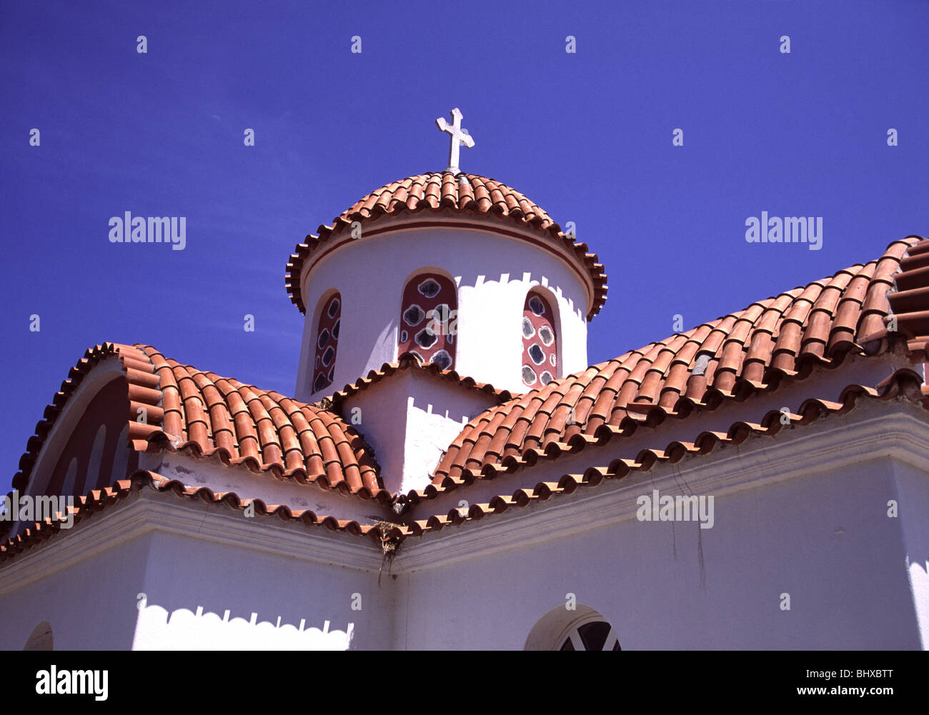 Rooftop architecture on a Monastery in Crete Stock Photo - Alamy