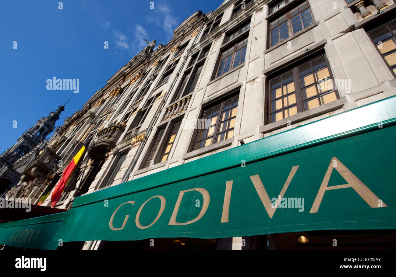 Godiva chocolate shop at the square Grand Place in Brussels, Belgium