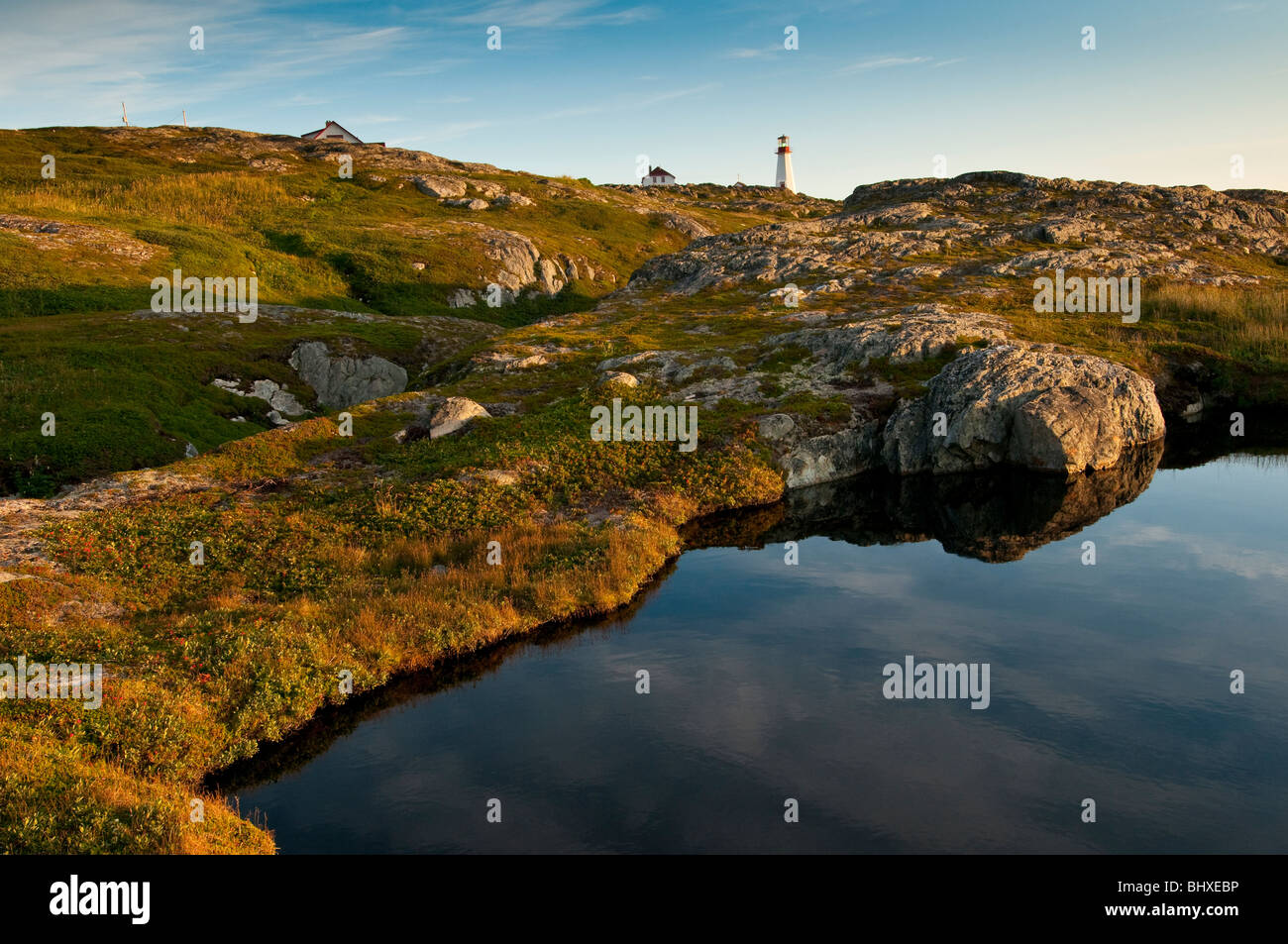 NEWFOUNDLAND, Scenic view of Quirpon Island Lighthouse Inn Stock Photo