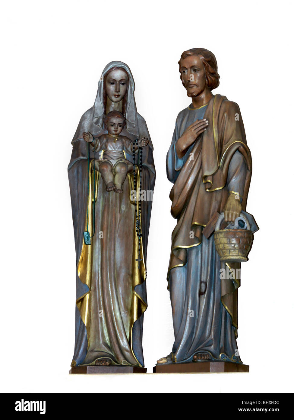 Statue of the Holy Family Mary Joseph and Jesus Stock Photo