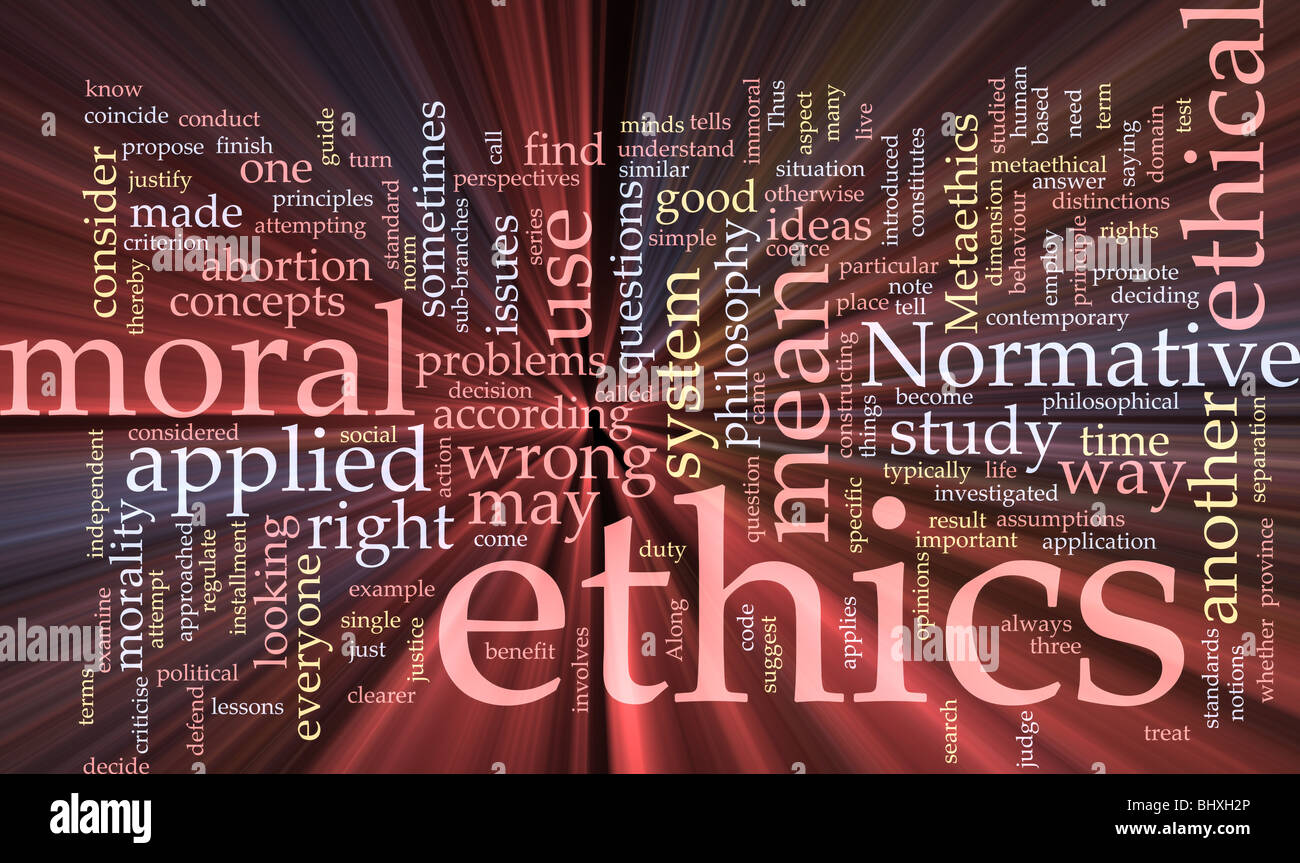Word cloud concept illustration of moral ethics glowing light effect Stock Photo